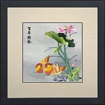 Silk Art 100% Handmade Embroidery Framed 13X13inch, Couple Peacock